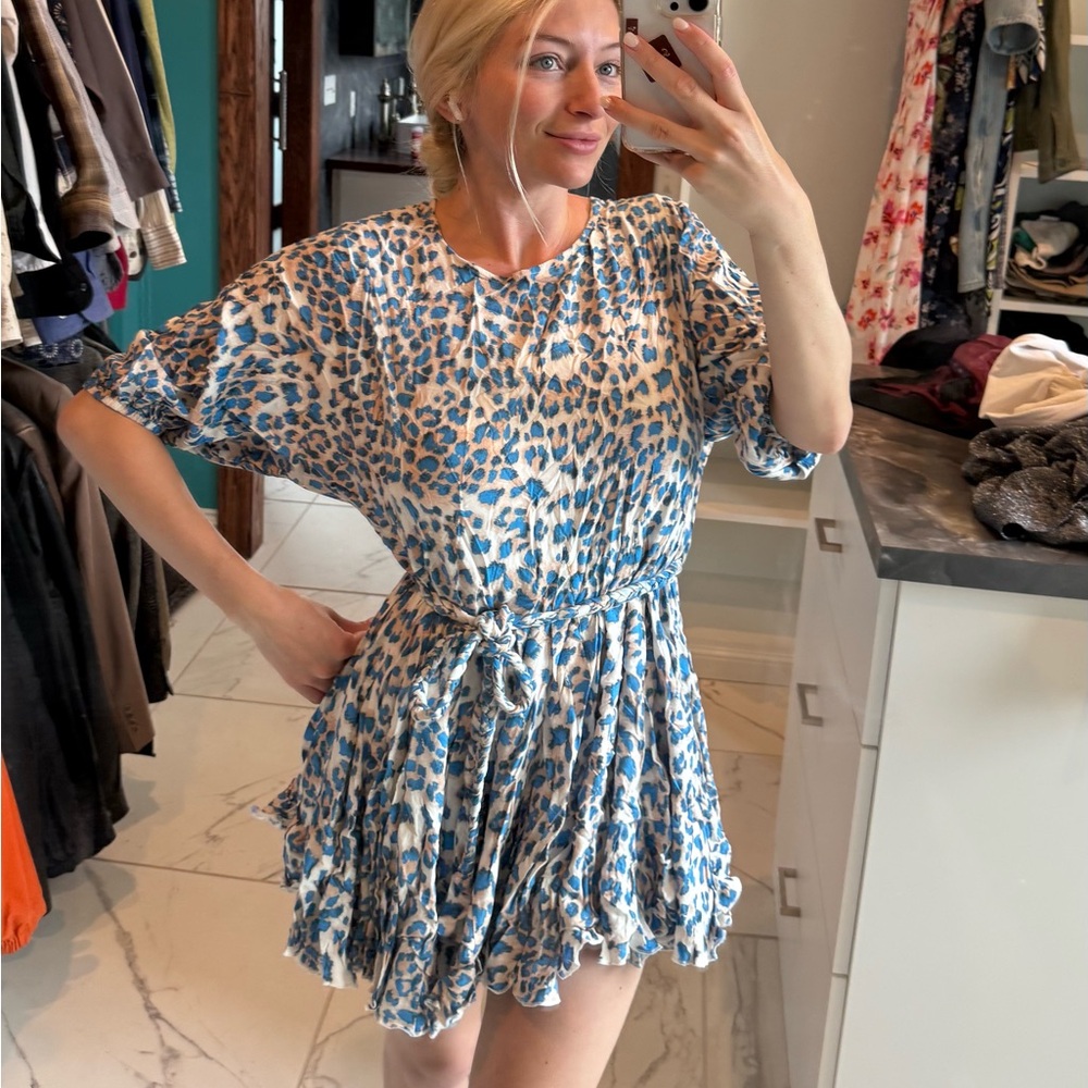 Blue Leopard Print Dress